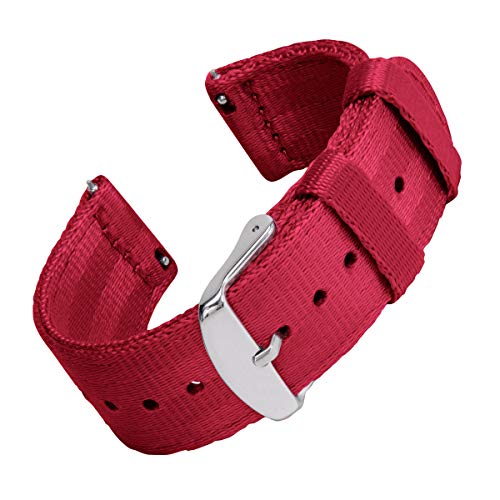 Archer Watch Straps | Cinturón de Seguridad Correa de Reloj de Nailon para Hombre y Mujer, Correa Fácil de Abrochar para Relojes y Smartwatch | Rojo, 18mm