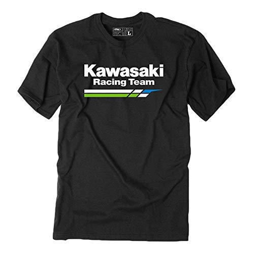 Ashirt Camiseta de Manga Corta Kawasaki Racing Team para Hombre y Mujer Negro Mediano-Femenino