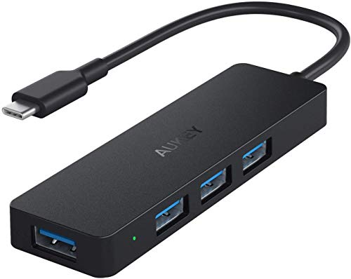 AUKEY Hub USB C 4 Puertos USB 3.0 Adaptador Type C para MacBook Pro 2018/2017, iMac, Google Chromebook Pixel, DELL XPS 13, ASUS ZenBook, etc