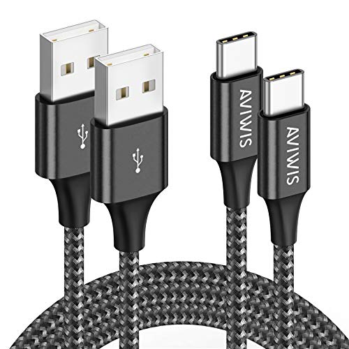 AVIWIS Cable USB Tipo C [2Pack 2M] 3A Cable Cargador Tipo C Carga Rápida y Sincronización Nylon Cable USB C Compatible con Samsung S20/S10/S9/S8/Note 20/10/9, Huawei P30/P20/Mate 30, Xiaomi Mi A3/A2