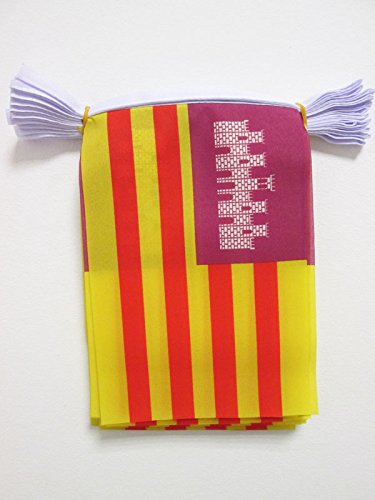 AZ FLAG Guirnalda 6 Metros 20 Banderas de Las Islas BALEARES 21x15cm - Bandera BALEÁRICA 15 x 21 cm - BANDERINES