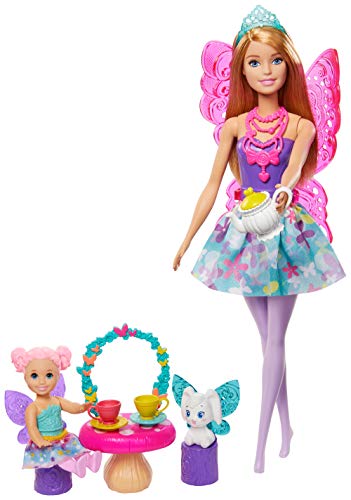 Barbie - Dreamtopia, Fiesta de Té, Muñeca de Hada Rubia con Accesorios (Mattel GJK50)