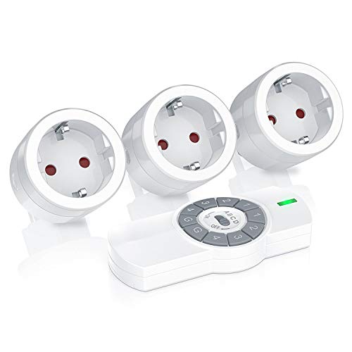 Bearware - Cajas de 3 enchufe de mando a distancia | 1 mando a distancia | Uso en interiores | Indic