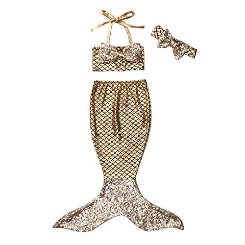 Bebé Niñas Niños Traje de Baño Traje de Colas de Sirena para Princesa Traje de baño Bikinis Falda Conjunto de Sombreros 0-9 Años (70 (6-12 Meses), B-Oro) Bebé Niñas Niños Traje de Baño Traje de Colas de Sirena para Princesa Traje de baño Bikinis Falda Conjunto de Sombreros 0-9 Años (70 (6-12 Meses), B-Oro)
