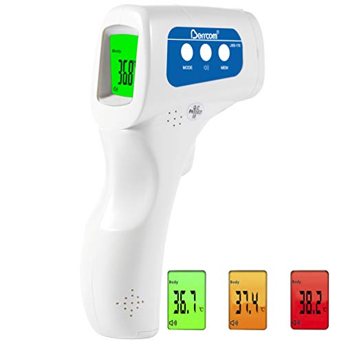 Berrcom termómetro de frente infrarrojo sin contacto, pantalla digital retroiluminada de tres colores Temperatura de lectura instantánea de bebés Berrcom termómetro de frente infrarrojo sin contacto, pantalla digital retroiluminada de tres colores Temperatura de lectura instantánea de bebés