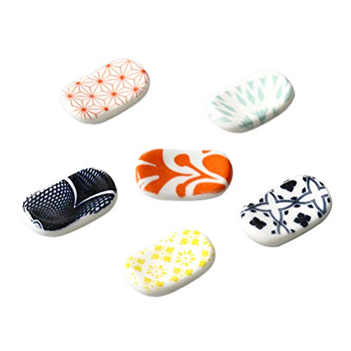 BESTONZON Soporte de cerámica para palillos de estilo japonés, impreso a mano, 6 unidades (color aleatorio)