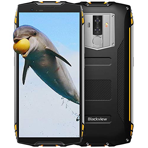 Blackview BV6800Pro Moviles Resistentes,6580mAh,4+64 GB ROM Dual SIM,5.7''FHD+18:9,16+13MP Camaras Duales Android 8.0 Movil IP69K,Octa-Core 1.5Ghz Rugged Phone,Face ID/NFC/GPS/Bluetooth,Amarillo
