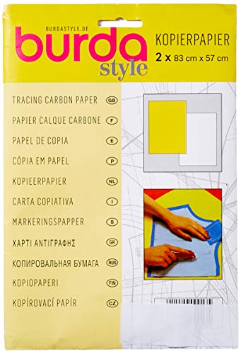 Burda 2Gcar-Papel de carbono para calcar (83 x 57 cm, 2 hojas), color amarillo y blanco, Talla única
