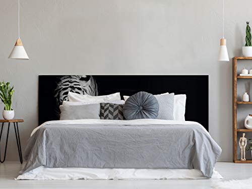 Cabecero Cama PVC Impresión Digital Cabeza de Tigre Blanco y Negro 150 x 60 cm | Disponible en Varias Medidas | Cabecero Ligero, Elegante, Resistente y Económico