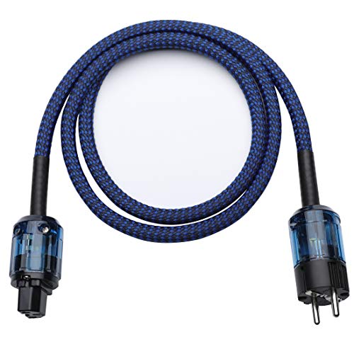 Cable de alimentación HiFi, trenzado de cobre sin oxígeno, cable de alimentación CA, cable de alimentación, enchufe europeo, 1 metro azul