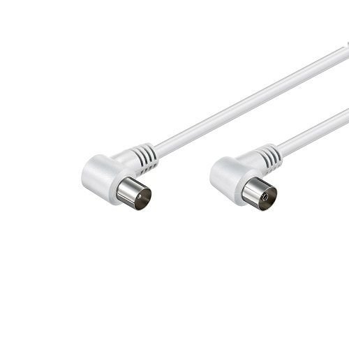 CABLEPELADO Cable Antena de TV de 75 Ohm acodado 2.5 M Blanco