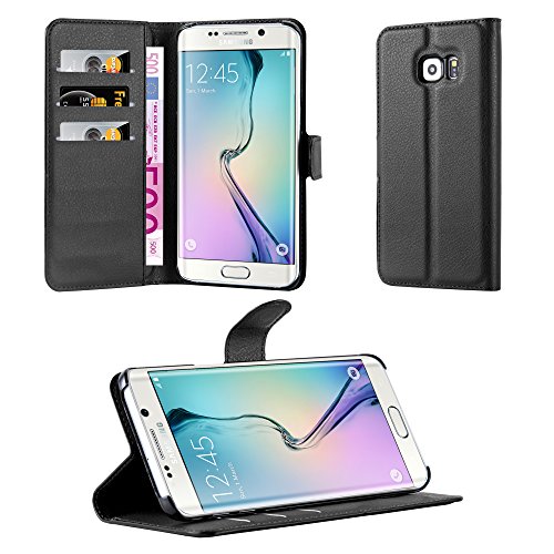Cadorabo Funda Libro para Samsung Galaxy S6 Edge Plus en Negro Fantasma - Cubierta Proteccíon con Cierre Magnético, Tarjetero y Función de Suporte - Etui Case Cover Carcasa