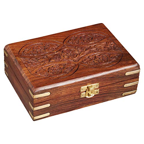 Caja oriental de almacenamiento pequeña con tapa Doaa de 18cm de alto | Caja oriental de joyas para niñas y damas para almacenamiento de joyas | Caja marroquí de madera