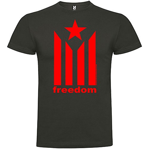 Camiseta Catalunya Estelada Freedom Manga Corta Hombre Plomo 2XL