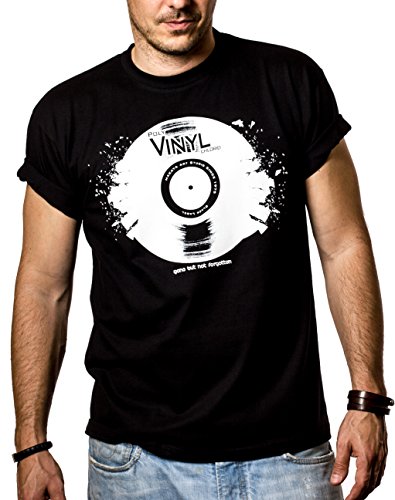 Camisetas Musica Hombre - Vintage Vinyl DJ - Negra XL