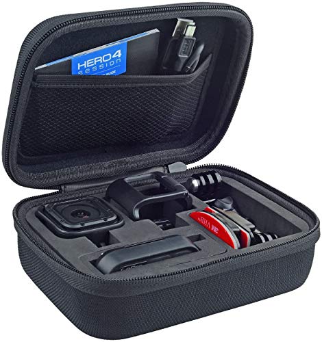 CamKix Camera y estuche de accesorios compatible con GoPro HERO 5 / 4 Session Cameras - Ideal para viajar o almacenar- Proteccion complete – Ajuste perfecto – Mosqueton y paño de microfibra para limpieza incluidos