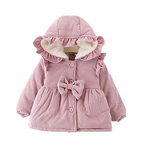 Carolilly - Abrigo de invierno para niña con capucha de manga larga y a la moda, para invierno Rosa 6-9 Meses Carolilly - Abrigo de invierno para niña con capucha de manga larga y a la moda, para invierno Rosa 6-9 Meses