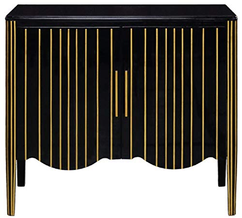 Casa Padrino aparador Art Decó de Lujo Negro/Oro 100 x 50 x A. 90 cm - Armario Noble de Madera Maciza con 2 Puertas - Muebles de Salón Art Deco