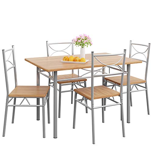Casaria Conjunto de 1 Mesa y 4 sillas Paul Muebles de Cocina y de Comedor Haya Mesa de MDF Resistente 110x70 cm