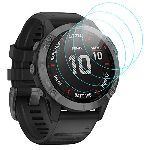 CAVN Protector de Pantalla Compatible con Garmin Fenix 6X Pro/Fenix 6X, 4 Unidades de Vidrio Templado película de Resistencia a los arañazos para Reloj Inteligente para Fenix 6X