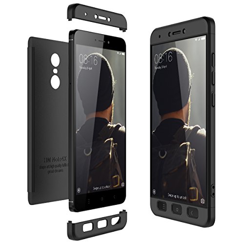 CE-Link Funda Xiaomi Redmi Note 4X Carcasa Fundas para Xiaomi Redmi Note 4X 360 3 en 1 Desmontable Ultra-Delgado Anti-Arañazos Case Protectora - Negro