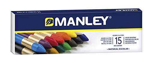 Ceras Manley 15 Unidades - Caja de Cera Profesional y Ceras para Niños - Ceras de Colores para Material Escolar - Blandas, Fabricacion Artesanal, Amplia Gama de Colores