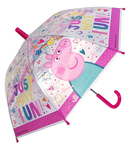 Chanos Chanos Peppa Pig Safety Runner PoE Transparent Folding Umbrella, 38 cm, Pink Paraguas Plegable, Rosa (Pink)