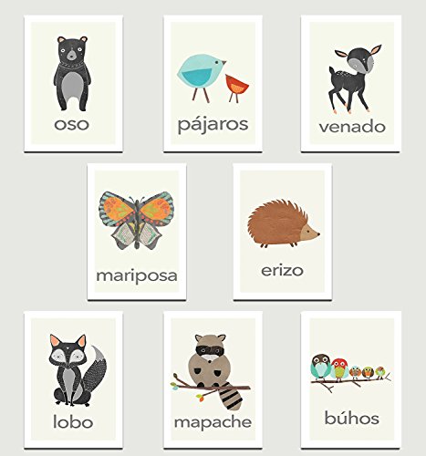 Children Inspire Design Animales de la naturaleza en las tarjetas de pared colección mini española