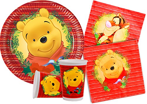 Ciao y4479 Kit Party Tabla Winnie the Pooh Navidad para 10 personas, multicolor