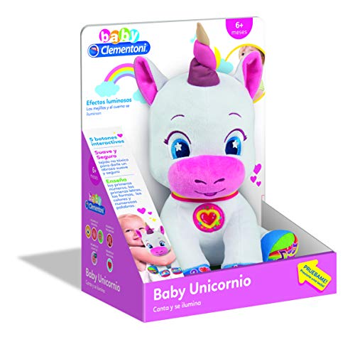 Clementoni - Baby Unicornio Muñeca, Multicolor, 55262 Clementoni - Baby Unicornio Muñeca, Multicolor, 55262
