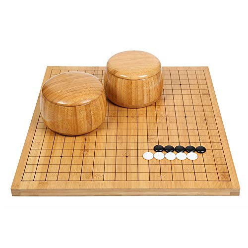 Colección de juegos Go Set con tablero de bambú reversible Go, que incluye tazones y piedras Juego de mesa de estrategia chino clásico para 2 jugadores Diseño de tabla plegable portátil para niños y a