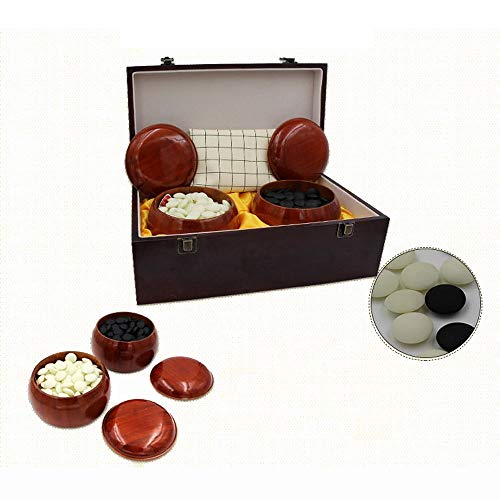 Colección de juegos Go Set de cuero Go Board incluye tazones y piedras de baquelita para 2 jugadores - Juego de mesa de estrategia chino clásico Diseño de tabla plegable portátil para niños y adu