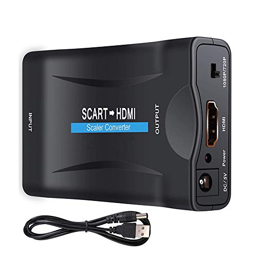 Convertidor de Video Scart a HDMI, Full HD 720P / 1080P Switch Convertidor de Audio y Video de Gama Alta, Adaptador de Cable de Salida HDMI de Entrada Scart para proyector de Monitor HDTV Convertidor de Video Scart a HDMI, Full HD 720P / 1080P Switch Convertidor de Audio y Video de Gama Alta, Adaptador de Cable de Salida HDMI de Entrada Scart para proyector de Monitor HDTV
