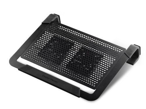 Cooler Master NotePal U2 PLUS Base de Refrigeración para Ordenador Portátil - 2 Ventiladores de 80mm Fáciles de Mover, Estructura Función Protección y Transportación, Ergonómica de Aluminio - Negro