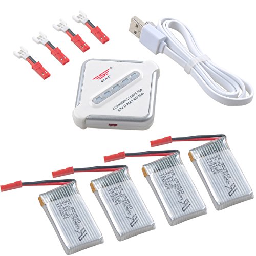 Crazepony-UK 4pcs 1S Lipo 3.7V 650mAh 25C Bateria JST Plug and 4 in 1 Multi Battery Charger for RC Quadcopter Drone Multirotors Crazepony-UK 4pcs 1S Lipo 3.7V 650mAh 25C Bateria JST Plug and 4 in 1 Multi Battery Charger for RC Quadcopter Drone Multirotors