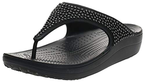 Crocs Sloane Embellished Flip, Zapatos de Playa y Piscina para Mujer, Negro (Black 060b), 36/37 EU