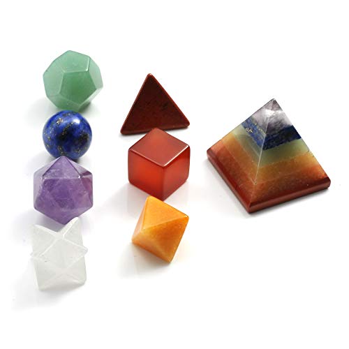Cryst altears Chakra Reiki Piedra Platonic Solids Geometry Piedras Preciosas 7pcs Juego/Siete Colores con – Juego de decoración