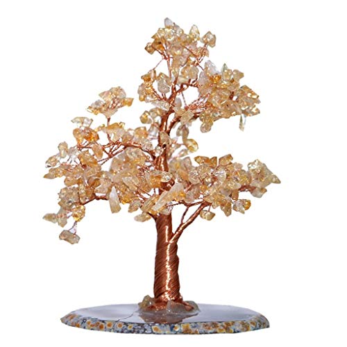 CZXKJ Árbol del Dinero Bonsai Feng Shui Cristal Amarillo árbol ágata Base Bonsai árbol del Dinero for la abundancia y la Suerte Árbol del Dinero