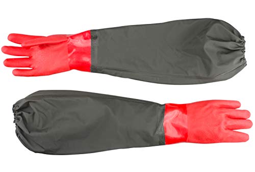 Dankuo - Guantes impermeables para estanque, de manga extralarga, para hombre, de PVC, color rojo