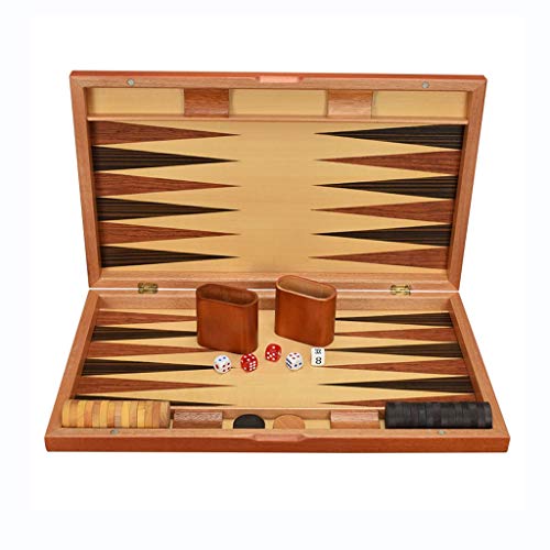 DEF Conjunto de Backgammon Premium Backgammon Plegable de Madera Que Incluye Tazas de Dados, Juego de Estrategia de la Junta clásica para niños Adultos Familiares (tamaño : 15in/38cm)