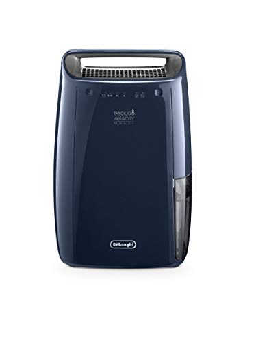 De'Longhi Tasciugo AriaDry Multi DEX216F Deshumidificador Multifunción, 16 L/d, Filtro Antipolvo y Antialérgenos, Función de Secado de Ropa, Drenaje Continuo, 290W, 37Db, Azul Marino