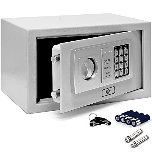 Deuba Caja Fuerte Seguridad Safe Plata Cierre electrónico 20 x 31 x 20 cm código de Seguridad Suelo Pared hogar Oficina