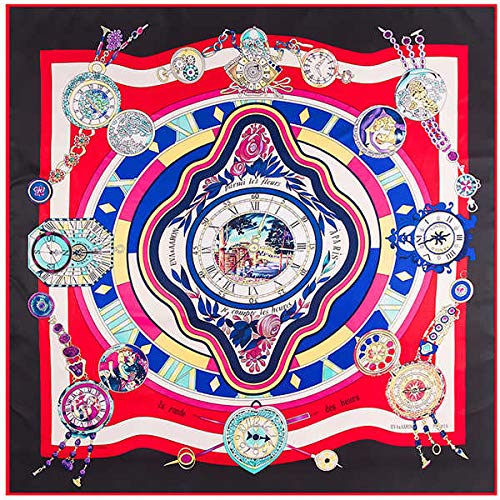 DFGSDFB - Bufanda de seda para mujer, diseño geométrico, con ruedas de vagón, cuadradas, pañuelos para mujer, café, 130 X 130 CM DFGSDFB - Bufanda de seda para mujer, diseño geométrico, con ruedas de vagón, cuadradas, pañuelos para mujer, café, 130 X 130 CM
