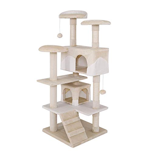 dibea Árbol rascador árbol para escalar árbol rascador para gatos Altura 130 cm beige/blanco