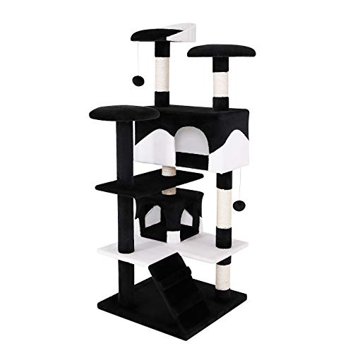 dibea Árbol rascador árbol para escalar árbol rascador para gatos Altura 130 cm negro/blanco