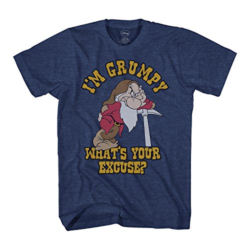 Disney Soy Grumpy Dwarf Snow White T-shirt (Large, Navy Heather)