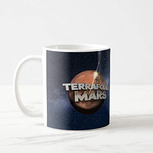 Divertida taza de café, Terraforming Mars con texto en 3D, taza de té, taza de café, taza de café de 325 ml, regalo para mujeres y hombres