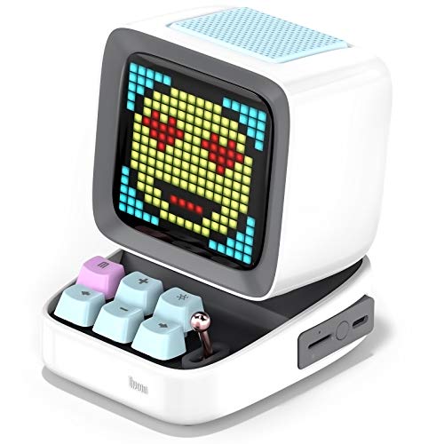 Divoom Ditoo Pixel Art Altavoz Bluetooth Multifuncional, Altavoz portátil Retro con Pantalla LED RGB, Teclado mecánico, Reloj Despertador Inteligente, Compatible con Tarjeta TF Radio (White)