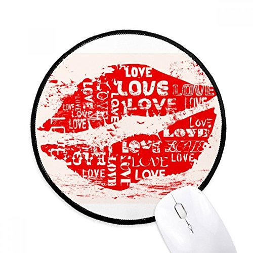 DIYthinker Día de San Valentín del beso del amor de palabras clave de la Ronda antideslizante tapetes de ratón Negro Titched Bordes Juego Oficina regalo