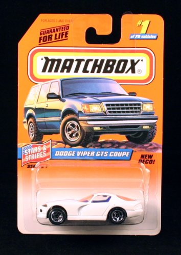 DODGE VIPER GTS COUPE * WHITE * Stars & Stripes Series 1 MATCHBOX 1998 Basic Die-Cast Vehicle (#1 of 75) by Matchbox